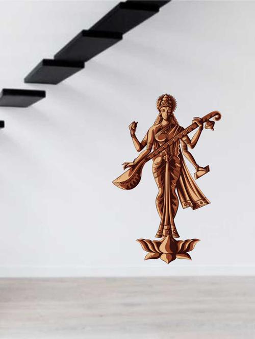 Rawpockets Wall Decals ' Saraswati Maa Wall Decal Sticker ' Wall stickers (PVC Vinyl) Multicolour - 15733413 - Standard Image - 1