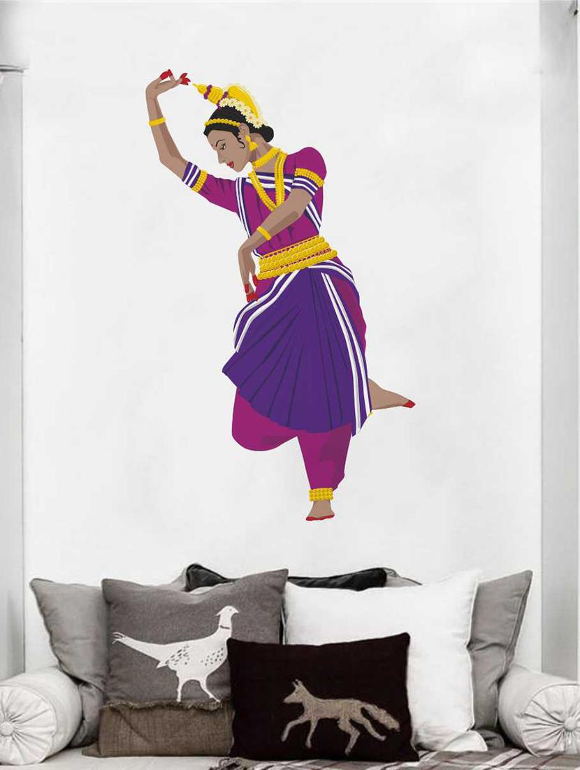 Rawpockets Wall Decals ' Odisi Dance Wall Decal Sticker ' Wall stickers (PVC Vinyl) Multicolour - 15733422 - Zoom Image - 1
