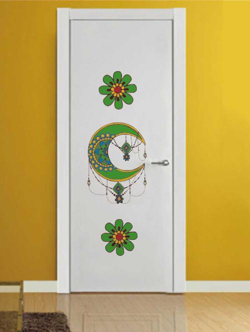 Rawpockets Wall Decals ' Decorative Flower and Half Moon Wall Decal Sticker ' Wall stickers (PVC Vinyl) Multicolour - 15733426 - Standard Image - 1