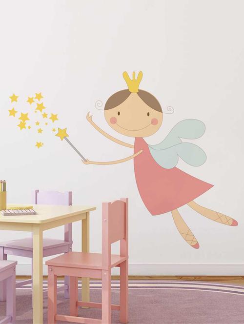 Rawpockets Wall Decals ' Baby Angel with Magic Wand' Wall Decal Sticker ' Wall stickers (PVC Vinyl) Multicolour - 15733437 - Standard Image - 1
