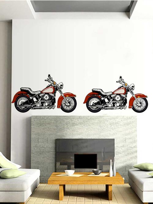 Rawpockets Wall Decals ' Classic Motor Bike Dual' Wall Decal Sticker ' Wall stickers (PVC Vinyl) Multicolour - 15733439 - Standard Image - 1