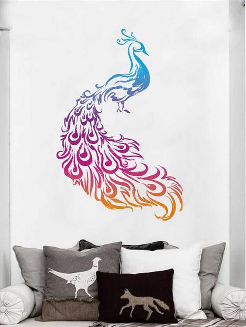 Rawpockets Wall Decals ' Peacock Wall Decal Sticker ' Wall stickers (PVC Vinyl) Multicolour - 15733440 - Standard Image - 1