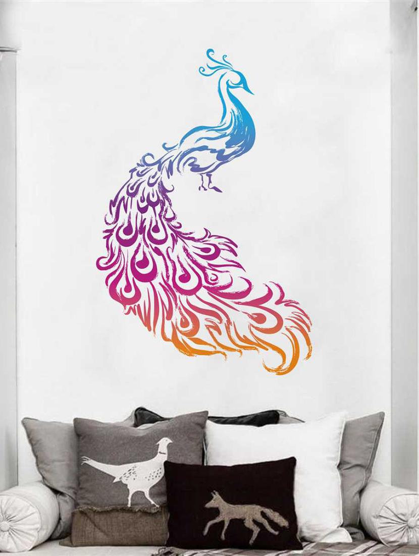 Rawpockets Wall Decals ' Peacock Wall Decal Sticker ' Wall stickers (PVC Vinyl) Multicolour - 15733440 - Zoom Image - 1