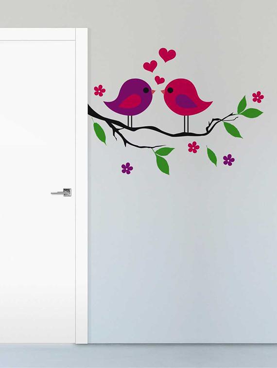 Rawpockets Wall Decals ' Love Birds on Multi-Color Flower Tree' Wall Sticker ' Wall stickers (PVC Vinyl) Multicolour - 15733453 - Zoom Image - 1