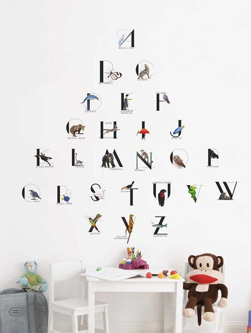 Rawpockets Wall Decals ' English Alphabets ABCD with Animals Name' Wall Decal Sticker ' Wall stickers (PVC Vinyl) Multicolour - 15733458 - Standard Image - 1