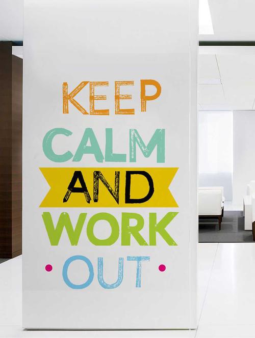 Rawpockets Wall Decals ' Keep Calm and Work Out Wall Decal Sticker ' Wall stickers (PVC Vinyl) Multicolour - 15733464 - Standard Image - 1