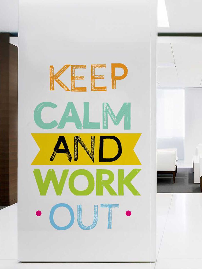 Rawpockets Wall Decals ' Keep Calm and Work Out Wall Decal Sticker ' Wall stickers (PVC Vinyl) Multicolour - 15733464 - Zoom Image - 1