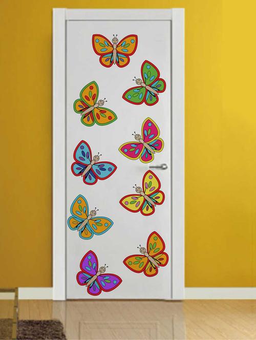 Rawpockets Wall Decals ' Colourful Butterflies Wall Decal Sticker ' Wall stickers (PVC Vinyl) Multicolour - 15733466 - Standard Image - 1