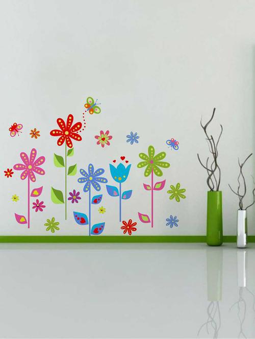 Rawpockets Wall Decals ' Flowers Story Wall Decal Sticker ' Wall stickers (PVC Vinyl) Multicolour - 15733468 - Standard Image - 1