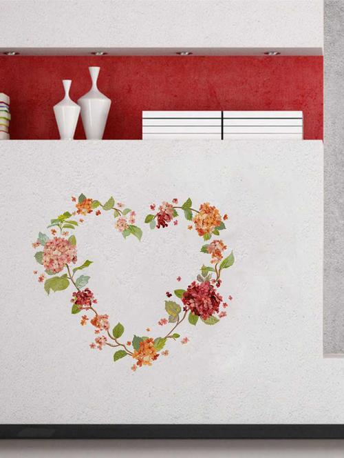 Rawpockets Wall Decals ' Heart-in Flower' Wall Decal Sticker ' Wall stickers (PVC Vinyl) Multicolour - 15733478 - Standard Image - 1