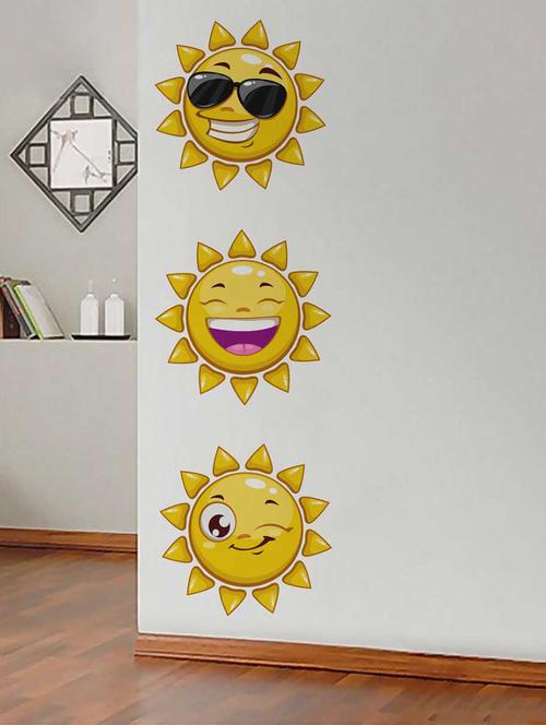 Rawpockets Wall Decals ' Sun Smileys' Wall Decal Sticker ' Wall stickers (PVC Vinyl) Multicolour - 15733481 - Standard Image - 1