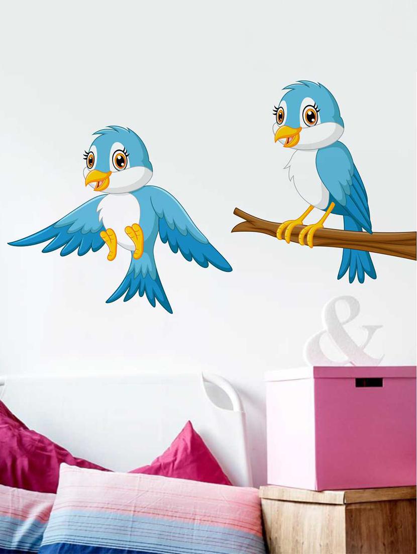 Rawpockets Wall Decals ' Bluish Birds' Wall Decal Sticker ' Wall stickers (PVC Vinyl) Multicolour - 15733482 - Zoom Image - 1