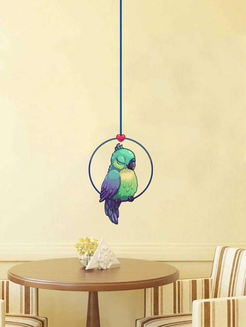 Rawpockets Wall Decals ' Bluish Parrot' Wall Decal Sticker ' Wall stickers (PVC Vinyl) Multicolour - 15733483 - Standard Image - 1