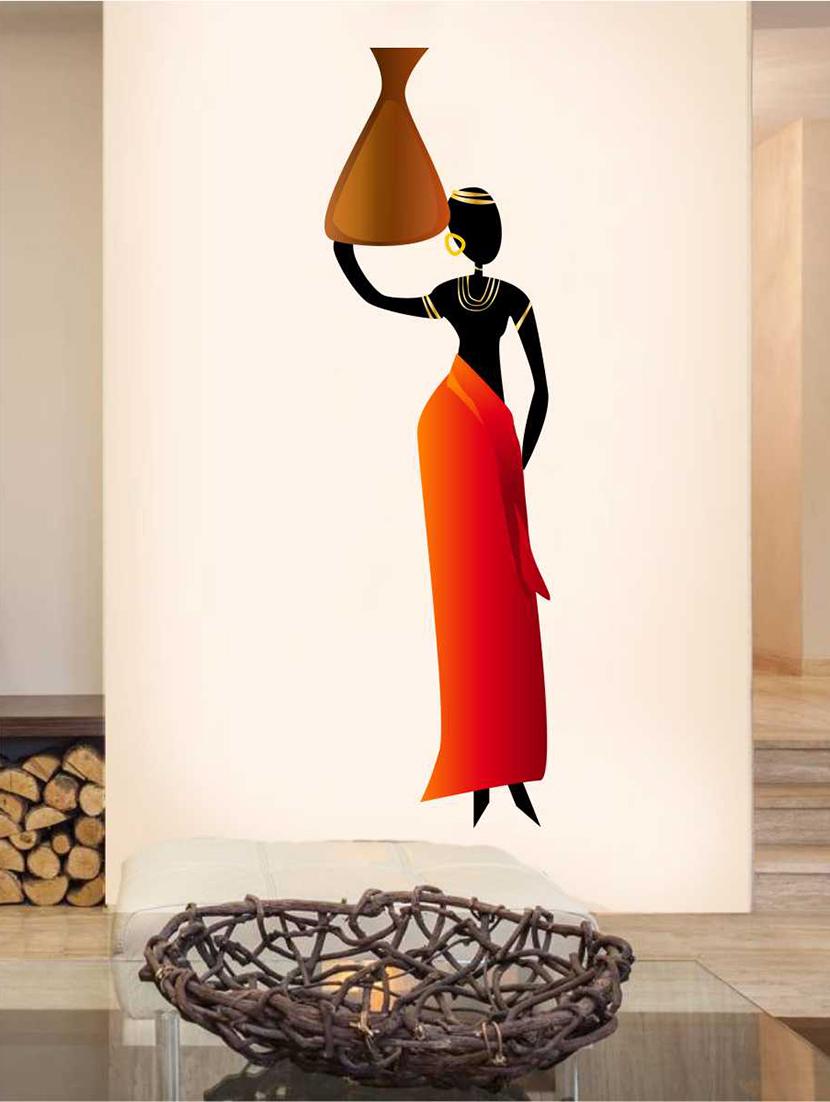 Rawpockets Wall Decals ' African Tribal women' Wall Decal Sticker ' Wall stickers (PVC Vinyl) Multicolour - 15733490 - Zoom Image - 1