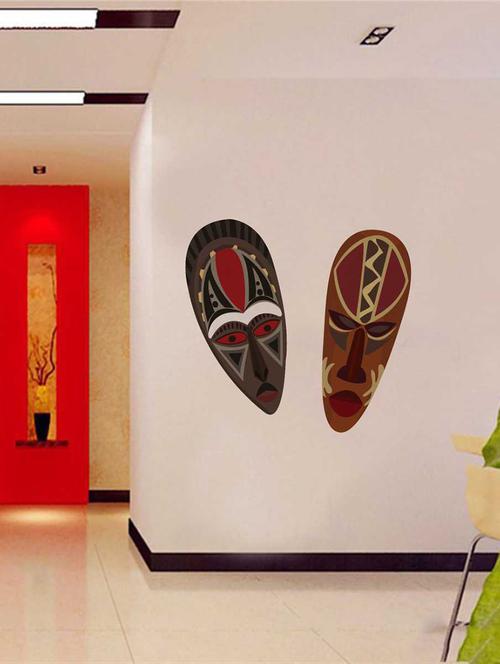 Rawpockets Wall Decals ' Tribal Face' Wall Decal Sticker ' Wall stickers (PVC Vinyl) Multicolour - 15733497 - Standard Image - 1