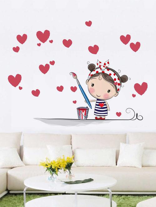 Rawpockets Wall Decals ' Baby Girl Love Painting' Wall Decal Sticker ' Wall stickers (PVC Vinyl) Multicolour - 15733506 - Standard Image - 1