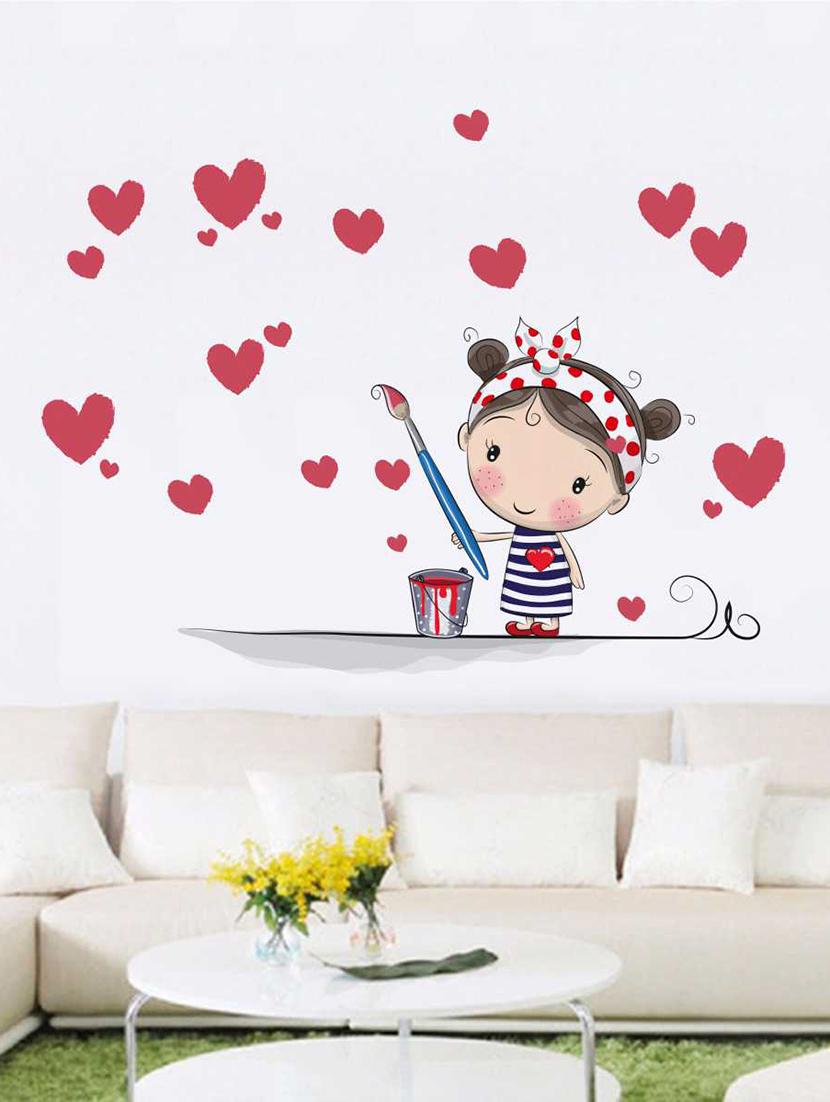 Rawpockets Wall Decals ' Baby Girl Love Painting' Wall Decal Sticker ' Wall stickers (PVC Vinyl) Multicolour - 15733506 - Zoom Image - 1