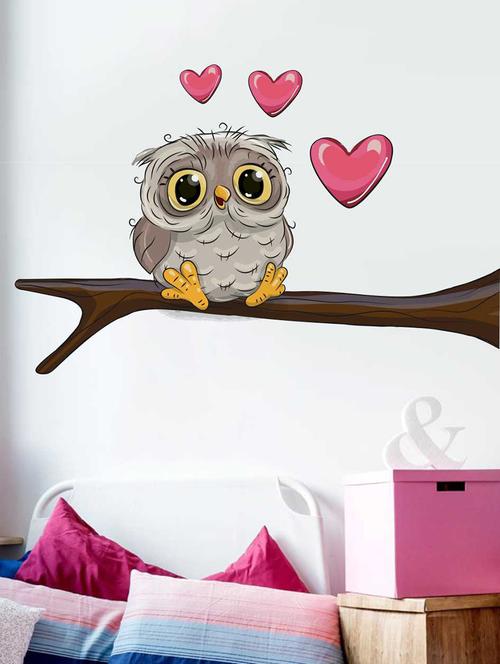 Rawpockets Wall Decals ' Owl Love' Wall Decal Sticker ' Wall stickers (PVC Vinyl) Multicolour - 15733511 - Standard Image - 1