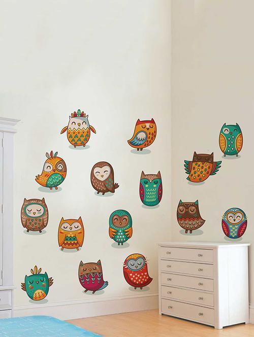 Rawpockets Wall Decals ' Decorative Owl Birds' Wall Decal Sticker ' Wall stickers (PVC Vinyl) Multicolour - 15733513 - Standard Image - 1
