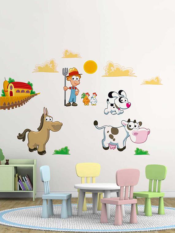 Rawpockets Wall Decals ' Farm Animals' Wall Decal Sticker ' Wall stickers (PVC Vinyl) Multicolour - 15733515 - Zoom Image - 1