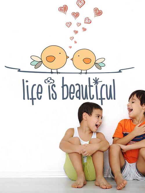 Rawpockets Wall Decals ' Life is Beautiful ' Wall Decal Sticker ' Wall stickers (PVC Vinyl) Multicolour - 15733516 - Standard Image - 1