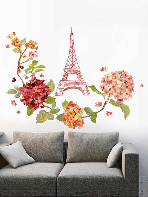 Rawpockets Wall Decals ' Eiffel Tower Story' Wall Decal Sticker ' Wall stickers (PVC Vinyl) Multicolour - 15733520 - Standard Image - 1
