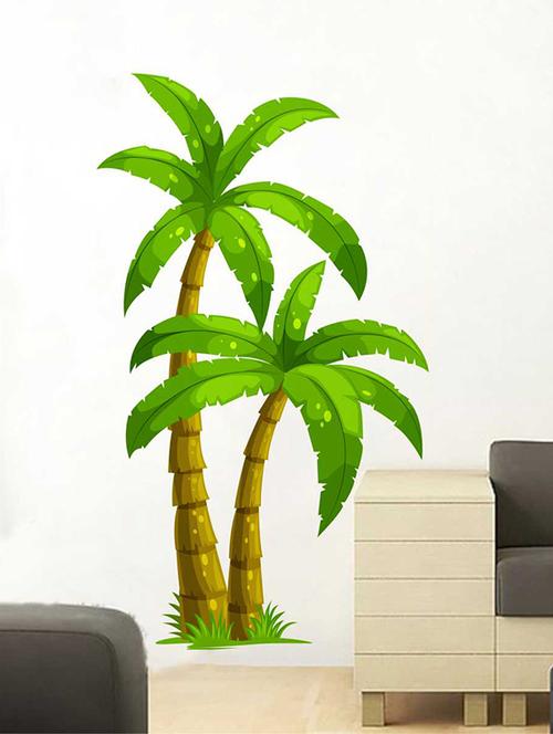 rawpockets wall decals ' palm trees' wall decal sticker ' wall stickers (pvc vinyl) multicolour - 15733521 - Very Small Image - 1