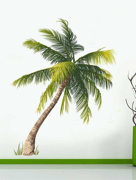 Rawpockets Wall Decals ' Single Coconut Tree' Wall Decal Sticker ' Wall stickers (PVC Vinyl) Multicolour - 15733522 - Zoom Image - 1