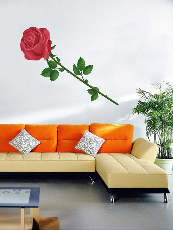 Rawpockets Wall Decals ' The Red Rose ' Wall Decal Sticker ' Wall stickers (PVC Vinyl) Multicolour - 15733527 - Zoom Image - 1