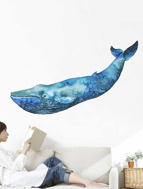 rawpockets wall decals ' a giant blue whale' wall decal sticker ' wall stickers (pvc vinyl) multicolour - 15733530 - Very Small Image - 1