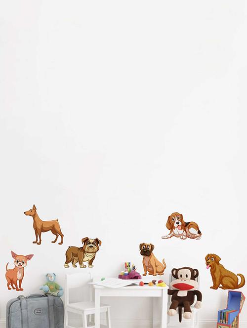 Rawpockets Wall Decals ' Dog Family' Wall Decal Sticker ' Wall stickers (PVC Vinyl) Multicolour - 15733532 - Standard Image - 1