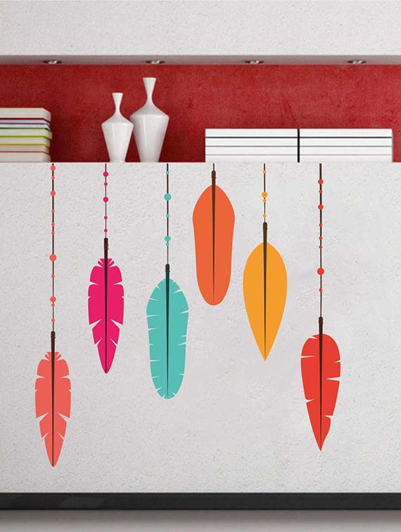 Rawpockets Wall Decals ' Multi-Color Feather' Wall Decal Sticker ' Wall stickers (PVC Vinyl) Multicolour - 15733538 - Zoom Image - 1