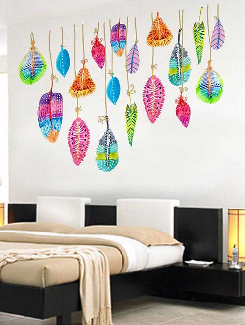 Rawpockets Wall Decals ' Different Kinds of Feather' Wall Decal Sticker ' Wall stickers (PVC Vinyl) Multicolour - 15733539 - Standard Image - 1