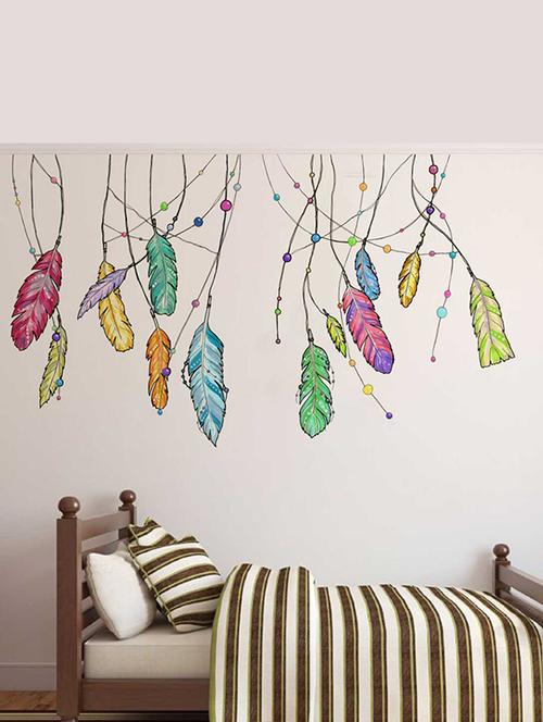 Rawpockets Wall Decals ' Decorative Feather ' Wall Decal Sticker ' Wall stickers (PVC Vinyl) Multicolour - 15733540 - Standard Image - 1