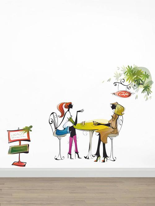 Rawpockets Wall Decals ' Ladies in Caf? ' Wall stickers (PVC Vinyl) Multicolour - 15733543 - Standard Image - 1