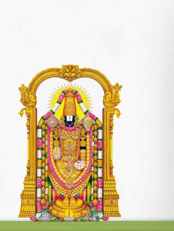 Rawpockets Wall Decals ' Lord Tirupathi Balaji ' Wall stickers (PVC Vinyl) Multicolour - 15733546 - Zoom Image - 1