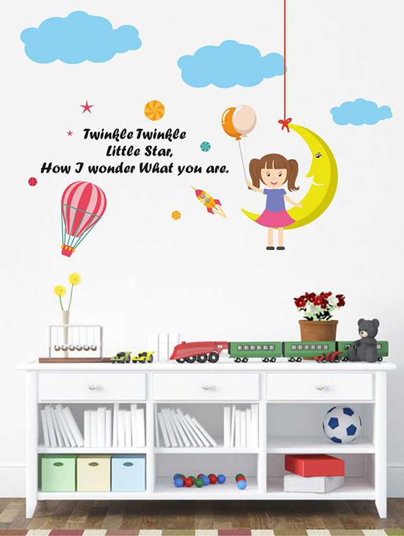 Rawpockets Wall Decals ' Twinkle Twinkle Little Star Rhyme ' Wall stickers (PVC Vinyl) Multicolour - 15733547 - Zoom Image - 1