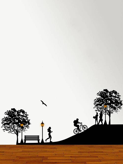 rawpockets wall decals ' the evening at the park ' wall stickers (pvc vinyl) multicolour - 15733555 - Very Small Image - 1