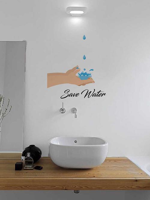 Rawpockets Wall Decals ' Save Water ' Wall stickers (PVC Vinyl) Multicolour - 15733558 - Standard Image - 1