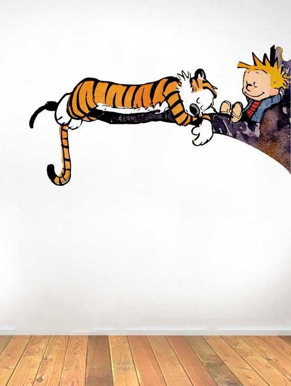Rawpockets Wall Decals ' Calvin and Hobbes Cartoon ' Wall stickers (PVC Vinyl) Multicolour - 15733560 - Zoom Image - 1