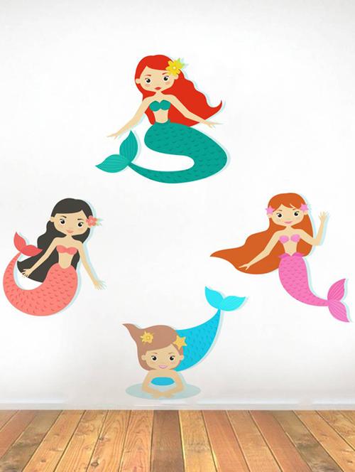 Rawpockets Wall Decals ' Mermaid Fish Combo ' Wall stickers (PVC Vinyl) Multicolour - 15733563 - Standard Image - 1