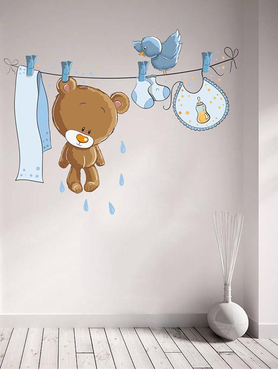 Rawpockets Wall Decals ' Funny Teddy Bear Wall Sticker ' Wall stickers (PVC Vinyl) Multicolour - 15733576 - Zoom Image - 1