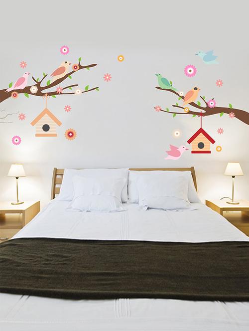Rawpockets Wall Decals ' Birds Family n Nest Story Wall Sticker ' Wall stickers (PVC Vinyl) Multicolour - 15733578 - Standard Image - 1
