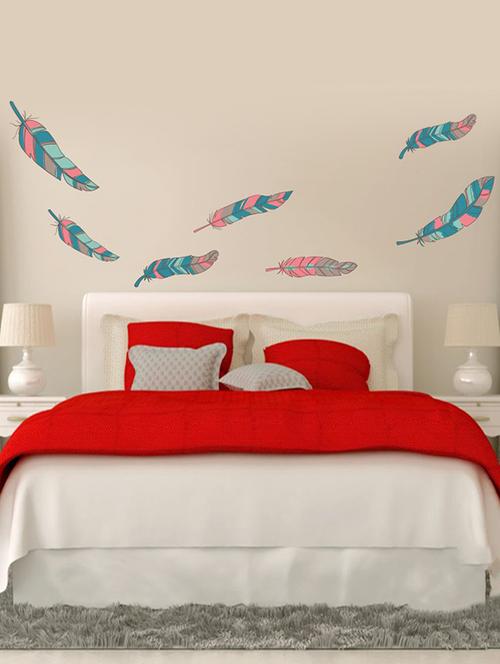 Rawpockets Wall Decals ' Colorful Feathers Wall Sticker ' Wall stickers (PVC Vinyl) Multicolour - 15733590 - Standard Image - 1