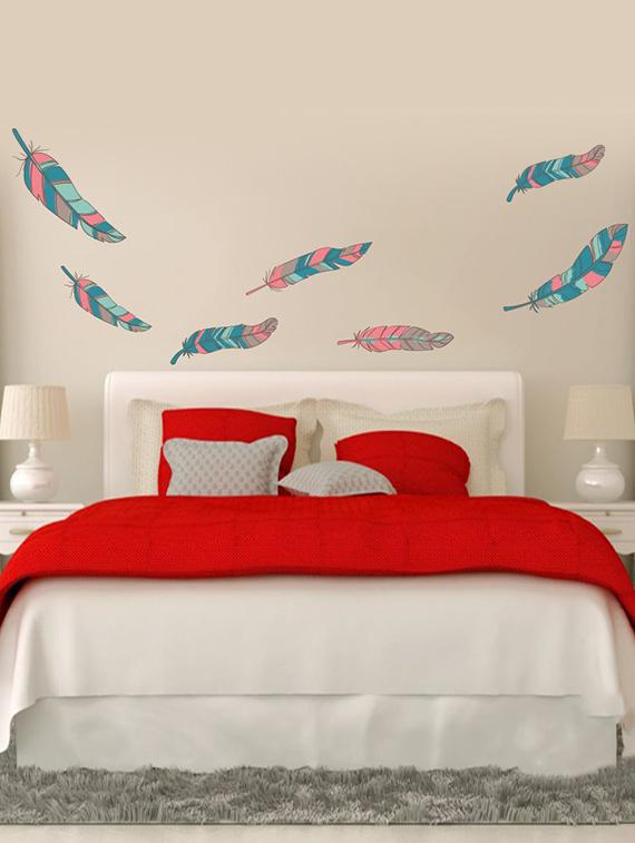 Rawpockets Wall Decals ' Colorful Feathers Wall Sticker ' Wall stickers (PVC Vinyl) Multicolour - 15733590 - Zoom Image - 1
