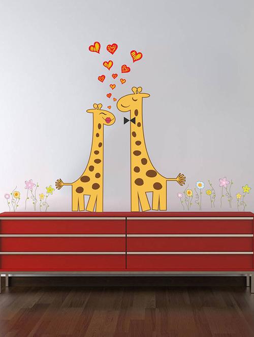 Rawpockets Wall Decals ' Giraffe Love Wall Sticker ' Wall stickers (PVC Vinyl) Multicolour - 15733600 - Standard Image - 1