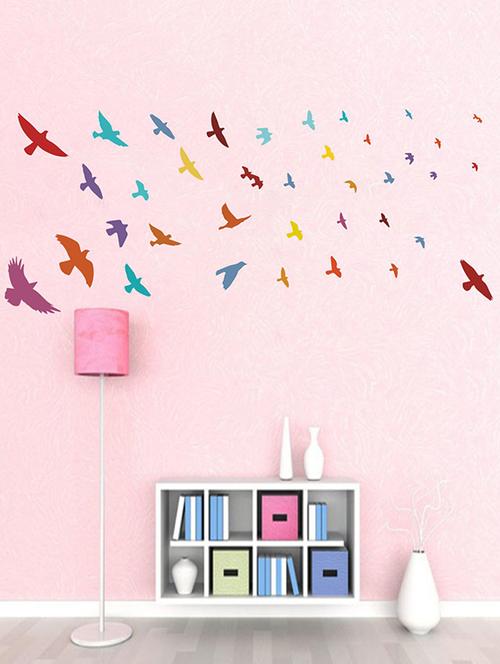 Rawpockets Wall Decals ' United Colors of Birds Wall Sticker ' Wall stickers (PVC Vinyl) Multicolour - 15733601 - Standard Image - 1