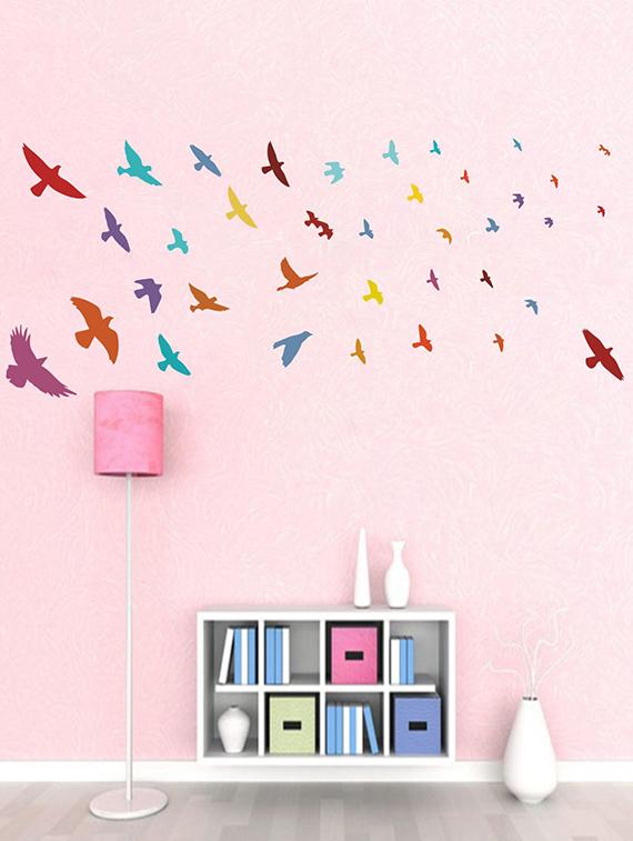 Rawpockets Wall Decals ' United Colors of Birds Wall Sticker ' Wall stickers (PVC Vinyl) Multicolour - 15733601 - Zoom Image - 1