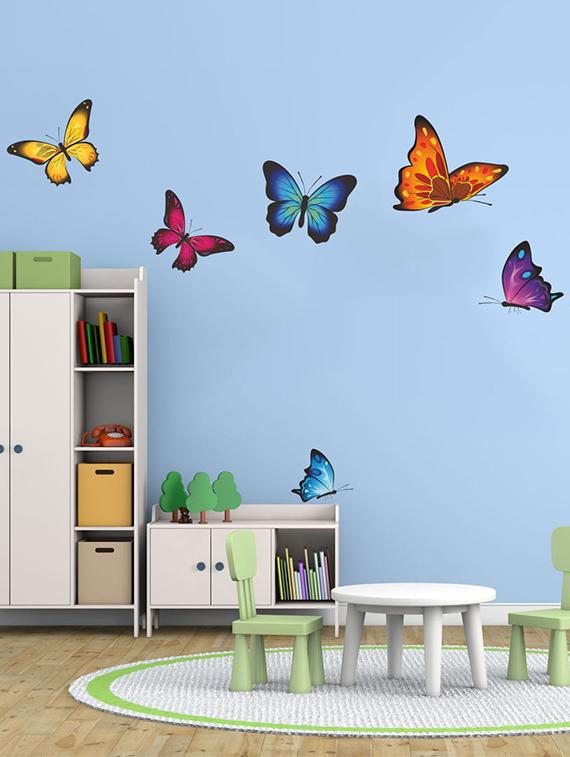 Rawpockets Wall Decals ' Colorful Butterfly Wall Sticker ' Wall stickers (PVC Vinyl) Multicolour - 15733605 - Zoom Image - 1