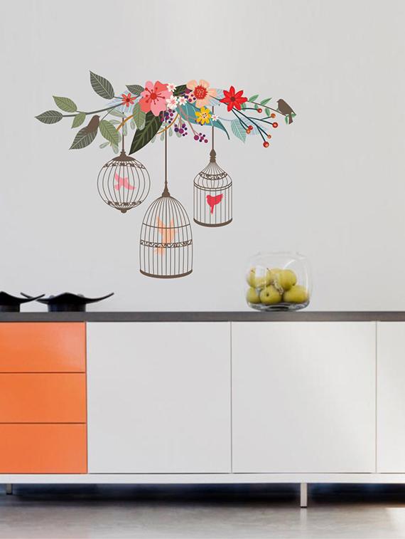 Rawpockets Wall Decals ' Bird Cage Wall Sticker ' Wall stickers (PVC Vinyl) Multicolour - 15733607 - Zoom Image - 1
